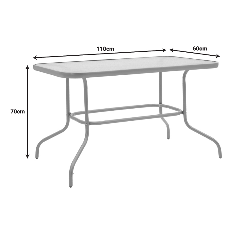 Τραπέζι Valor pakoworld μέταλλο μαύρο-γυαλί 110x60x70εκ - Image 4
