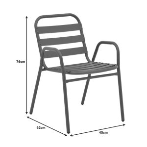 Πολυθρόνα Sussie pakoworld στοιβαζόμενη λευκό μέταλλο με φέτες αλουμινίου 45x62x76εκ