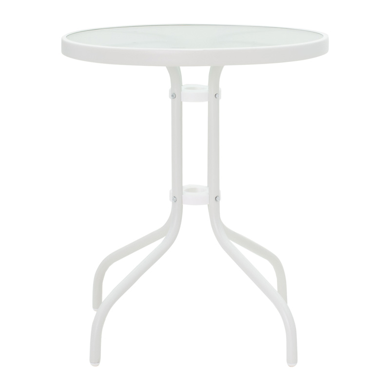 Τραπεζαρία Watson-Sussie pakoworld σετ 3τεμ μέταλλο λευκό-γυαλί Φ60x70εκ - Image 6