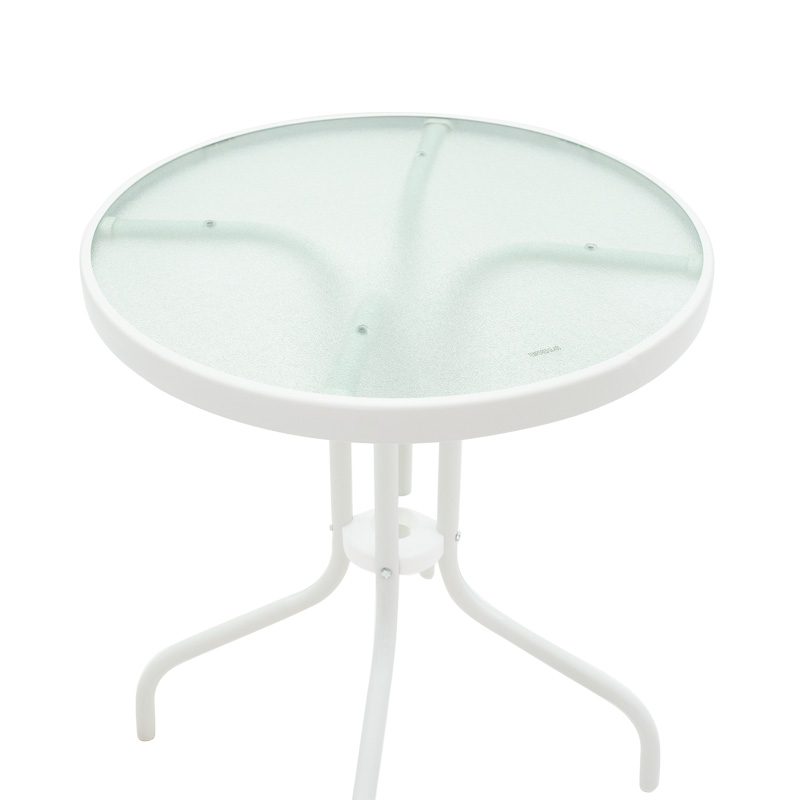 Τραπεζαρία Watson-Sussie pakoworld σετ 3τεμ μέταλλο λευκό-γυαλί Φ60x70εκ - Image 7