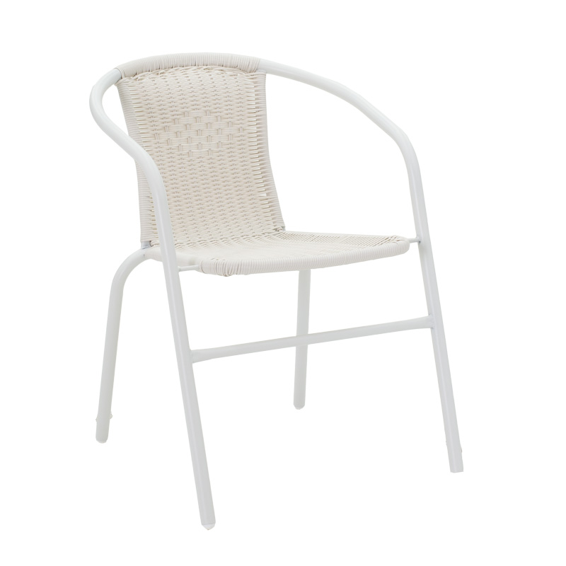 Τραπεζαρία Watson-Obbi pakoworld σετ 3τεμ μέταλλο λευκό- γυαλί 70x70x70εκ - Image 2