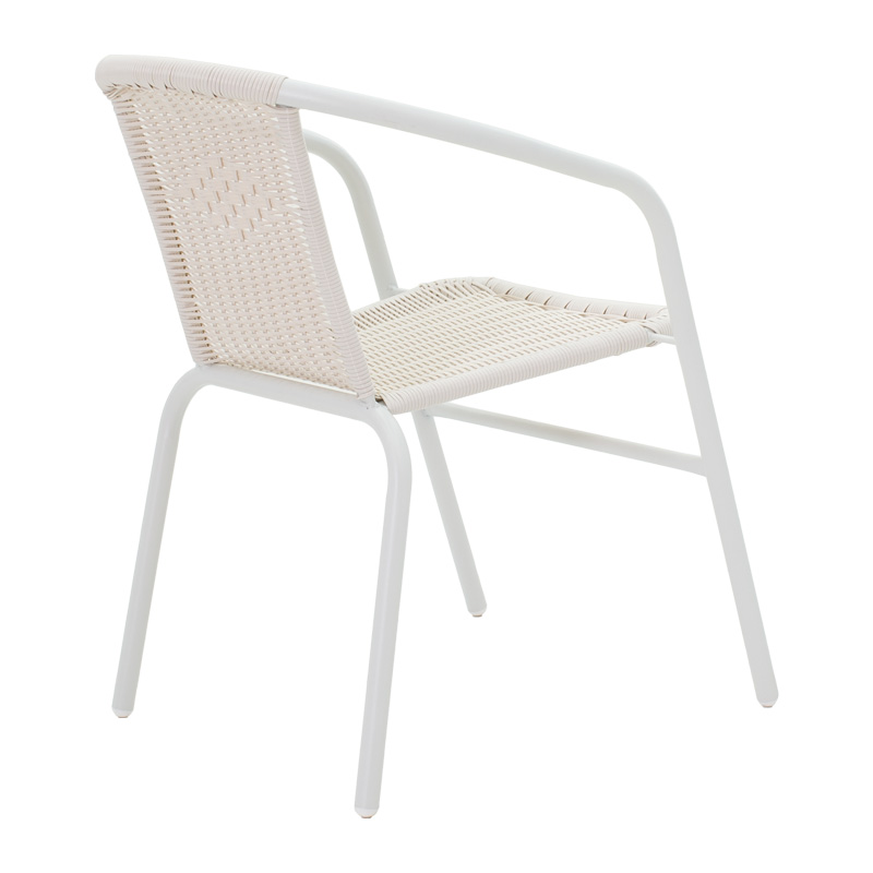 Τραπεζαρία Watson-Obbi pakoworld σετ 3τεμ μέταλλο λευκό- γυαλί 70x70x70εκ - Image 3