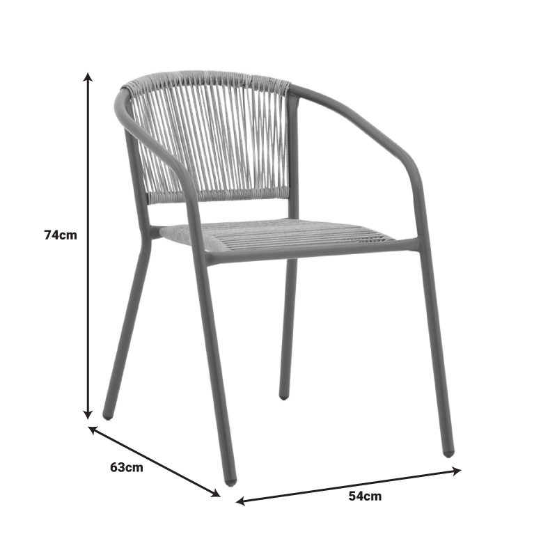 Tραπεζαρία Watson-Lindaria pakoworld σετ 3τεμ μέταλλο ανθρακί-γυαλί- pe rattan σε φυσική απόχρωση Φ60x70εκ - Image 7