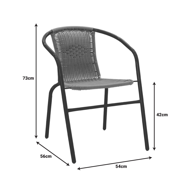 Τραπεζαρία Vergo-Obbi pakoworld 3τεμ μαύρο μέταλλο Φ60x70εκ - Image 7