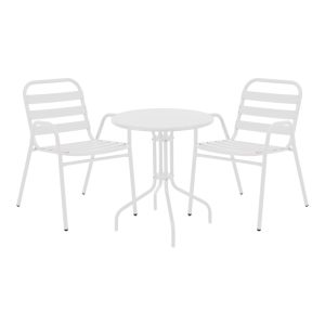 Τραπεζαρία Vergo-Sussie pakoworld σετ 3τεμ λευκό μέταλλο Φ60x70εκ