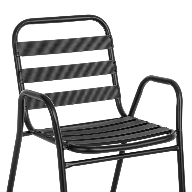 Τραπεζαρία Valor-Sussie pakoworld σετ 5τεμ μέταλλο μαύρο-γυαλί 110x60x70εκ - Image 3