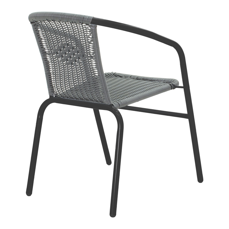 Τραπεζαρία Valor-Obbi pakoworld σετ 5τεμ μέταλλο μαύρο-γυαλί-pe γκρι 110x60x70εκ - Image 2