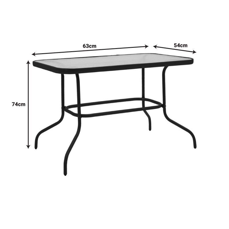 Τραπεζαρία Valor-Obbi pakoworld σετ 5τεμ μέταλλο μαύρο-γυαλί-pe γκρι 110x60x70εκ - Image 8