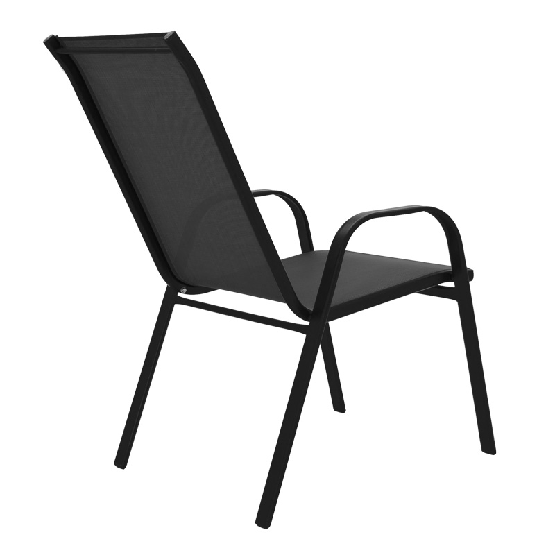 Τραπεζαρία Valor-Calan pakoworld σετ 5τεμ μέταλλο μαύρο-γυαλί-textilene μαύρο 110x60x70εκ - Image 3