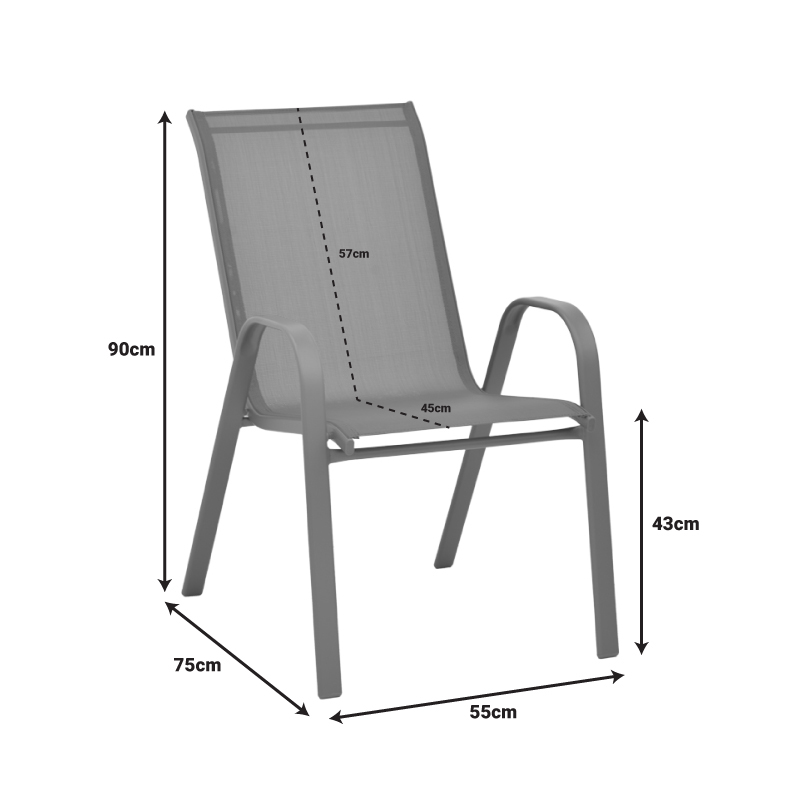 Τραπεζαρία Valor-Calan pakoworld σετ 5τεμ μέταλλο μαύρο-γυαλί-textilene μαύρο 110x60x70εκ - Image 8