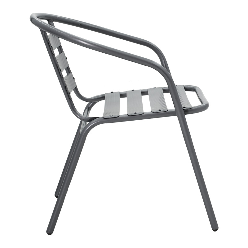 Τραπεζαρία Valor-Tade pakoworld σετ 5τεμ μέταλλο ανθρακί-γυαλί 110x60x70εκ - Image 4