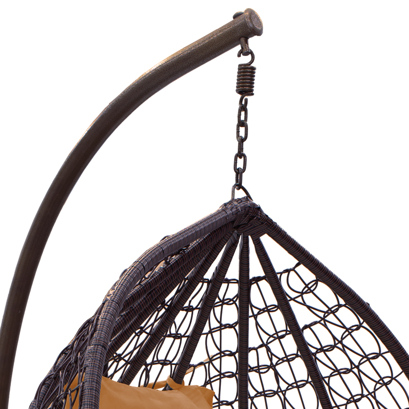 Κούνια Zafer pakoworld κρεμαστή μέταλλο-pp καφέ σφ.-μαξιλάρι μπεζ 106x103x200εκ - Image 3