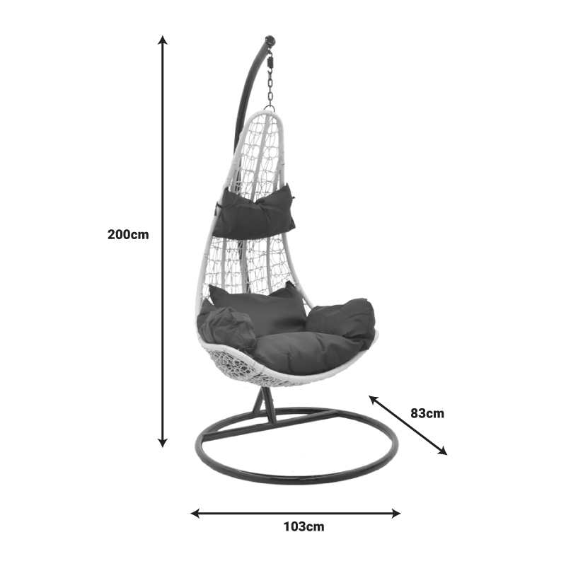 Κούνια Soleil pakoworld κρεμαστή μέταλλο καφέ-pp καφέ-μαξιλάρι μπεζ 103x83x200εκ - Image 5