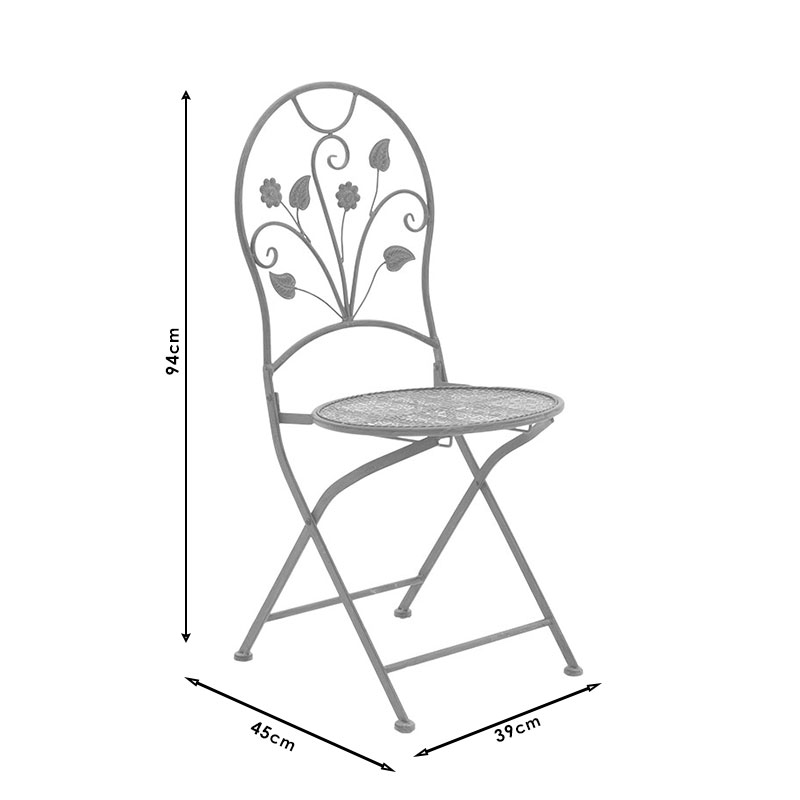 Τραπεζαρία Abriel pakoworld σετ 3τεμ μέταλλο ανθρακί antique - Image 15