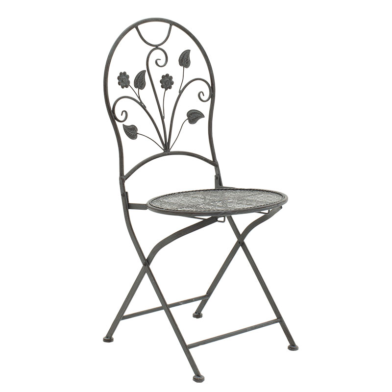 Τραπεζαρία Abriel pakoworld σετ 3τεμ μέταλλο ανθρακί antique - Image 2