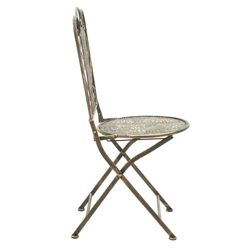 Τραπεζαρία Drill pakoworld σετ 3τεμ μέταλλο χρώμα χαλκού antique - Image 4