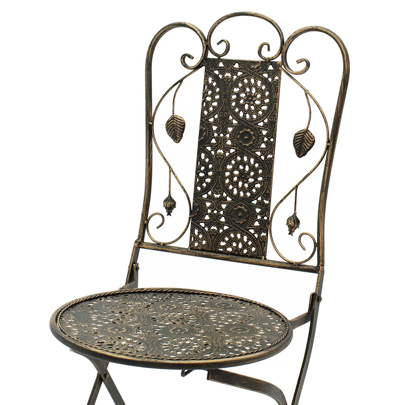 Τραπεζαρία Drill pakoworld σετ 3τεμ μέταλλο χρώμα χαλκού antique - Image 6