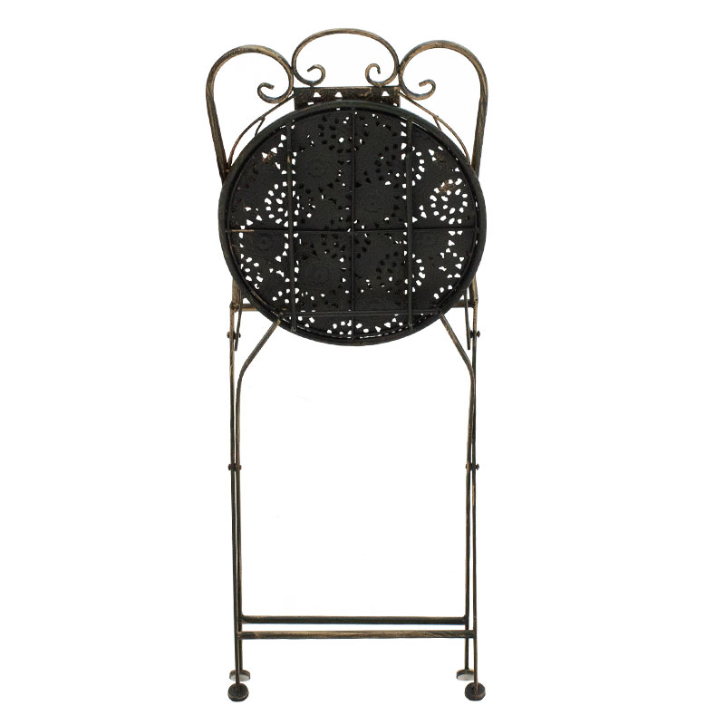 Τραπεζαρία Drill pakoworld σετ 3τεμ μέταλλο χρώμα χαλκού antique - Image 9