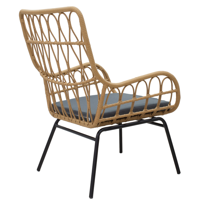 Σαλόνι Naoki-Mabil pakoworld σετ 3τεμ pe rattan σε φυσική απόχρωση με μαύρο μέταλλο - Image 3