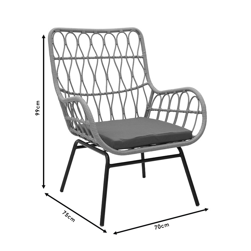 Σαλόνι Naoki-Mabil pakoworld σετ 3τεμ pe rattan σε φυσική απόχρωση με μαύρο μέταλλο - Image 8