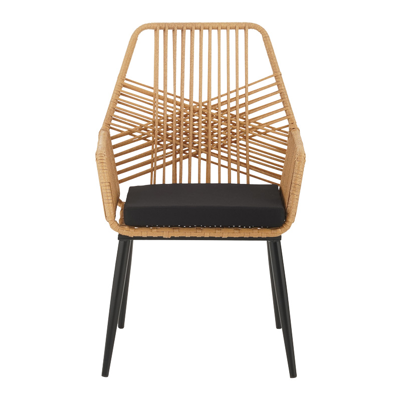 Τραπεζαρία Naoki-Tanish σετ 7τεμ pakoworld μέταλλο μαύρο-pe φυσικό-γυαλί 160x90x78εκ - Image 3