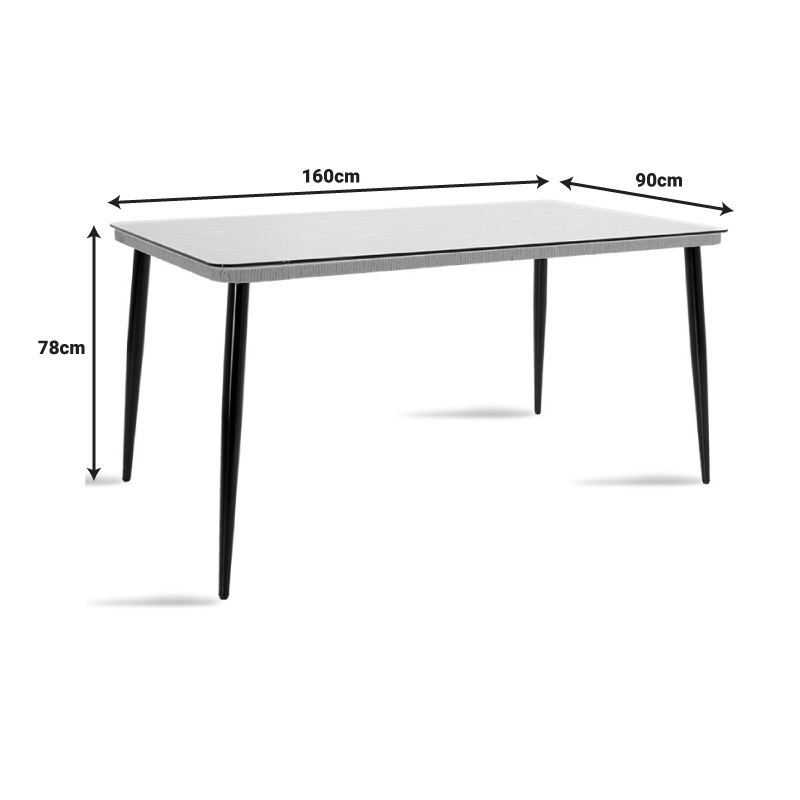 Τραπεζαρία Naoki-Tanish σετ 7τεμ pakoworld μέταλλο μαύρο-pe φυσικό-γυαλί 160x90x78εκ - Image 9