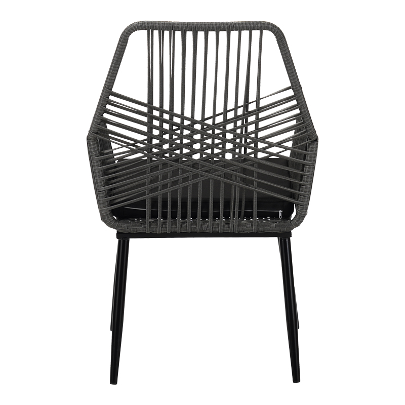 Πολυθρόνα Tanish pakoworld pe rattan σε γκρι απόχρωση με μαύρα μεταλλικά πόδια 58x58.5x87εκ - Image 6