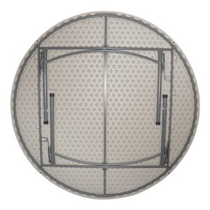 Τραπέζι βαλίτσα catering Comfort pakoworld πτυσσόμενο στρόγγυλο σε λευκή απόχρωση Φ180x74εκ