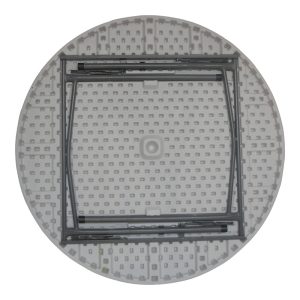 Τραπέζι catering Comfort pakoworld πτυσσόμενο στρόγγυλο σε λευκή απόχρωση Φ120x74εκ