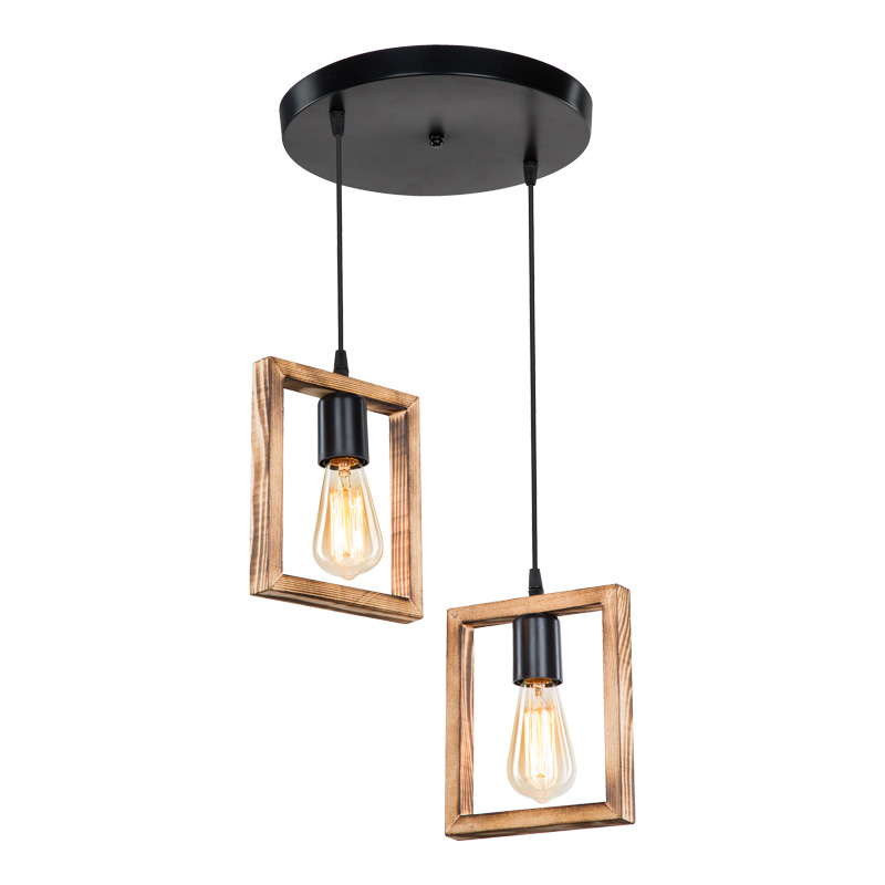 Φωτιστικό οροφής δίφωτο Isolate pakoworld Ε27 καρυδί Φ43x83εκ - Image 2