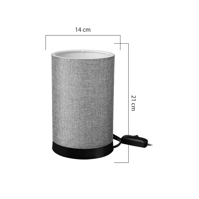 Επιτραπέζιο φωτιστικό Fana pakoworld ύφασμα σε γκρι απόχρωση Φ14x21εκ - Image 3