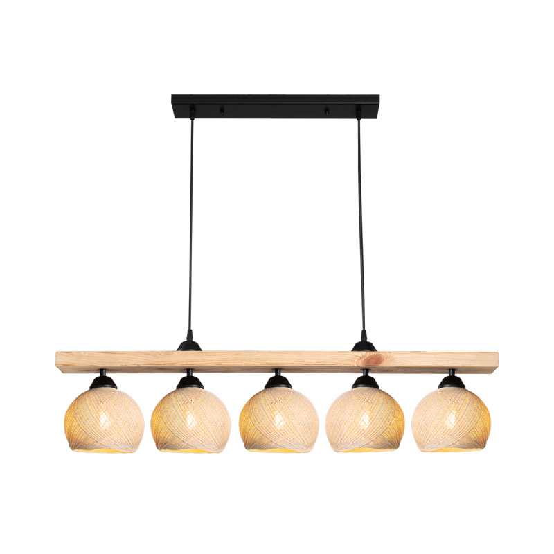 Φωτιστικό οροφής πεντάφωτο Salote pakoworld Ε27 σε καφέ-κρέμα απόχρωση 100x18x24εκ - Image 2