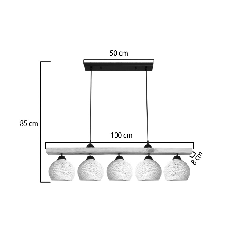 Φωτιστικό οροφής πεντάφωτο Salote pakoworld Ε27 σε καφέ-κρέμα απόχρωση 100x18x24εκ - Image 3