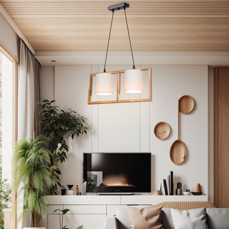 Φωτιστικό οροφής δίφωτο Sereda I pakoworld Ε14 σε καφέ-cream απόχρωση 54x14x27εκ