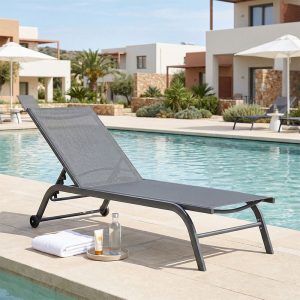 Ξαπλώστρα Jaipur pakoworld αλουμίνιο-textilene ανθρακί