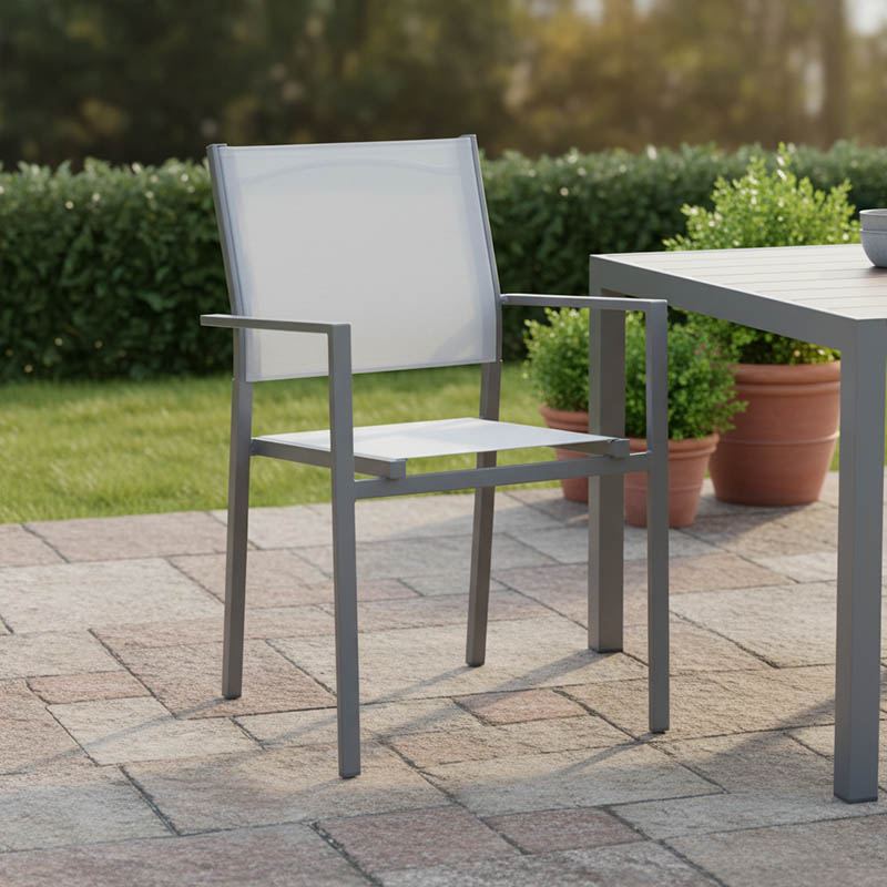 Πολυθρόνα Confidence pakoworld ανθρακί μέταλλο και γκρι textilene 54x54x86εκ - Image 2