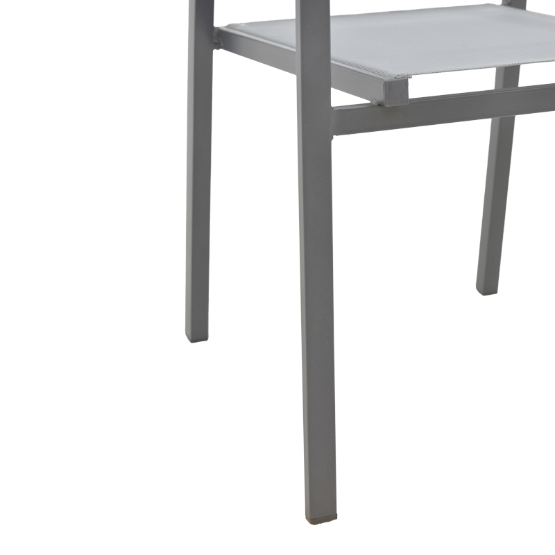 Πολυθρόνα Confidence pakoworld ανθρακί μέταλλο και γκρι textilene 54x54x86εκ - Image 8