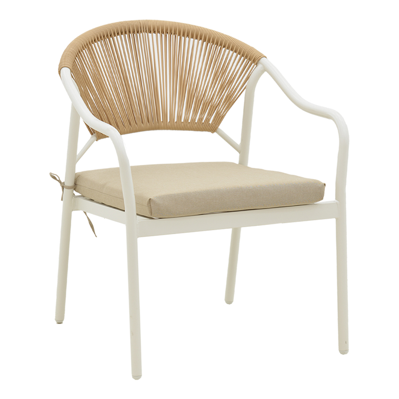 Σαλόνι Bonanza pakoworld σετ 4τμχ rattan μπεζ-μέταλλο λευκό - Image 2