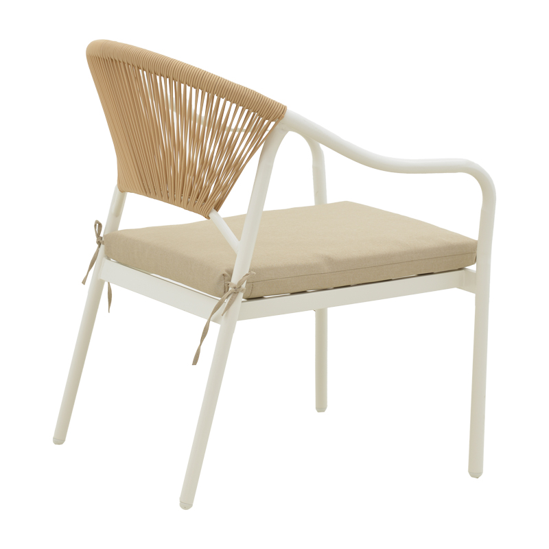 Σαλόνι Bonanza pakoworld σετ 4τμχ rattan μπεζ-μέταλλο λευκό - Image 3