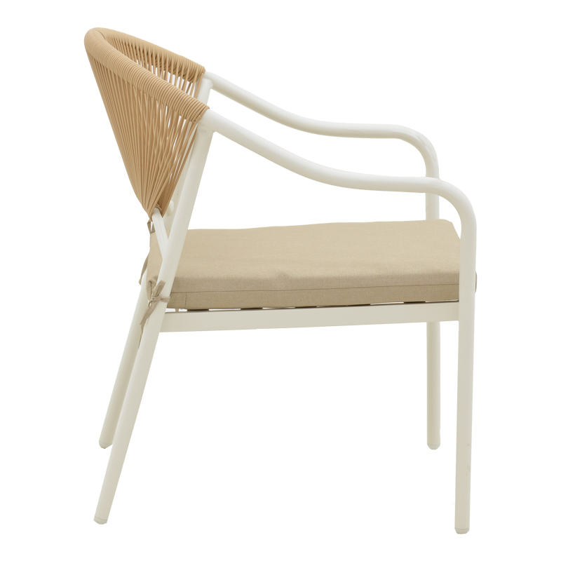 Σαλόνι Bonanza pakoworld σετ 4τμχ rattan μπεζ-μέταλλο λευκό - Image 4