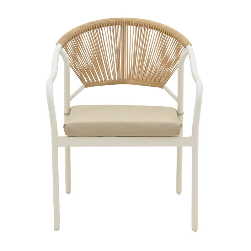 Σαλόνι Bonanza pakoworld σετ 4τμχ rattan μπεζ-μέταλλο λευκό - Image 5