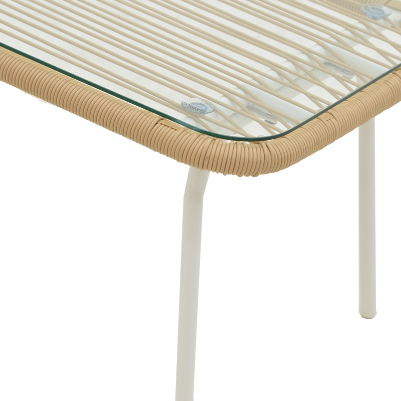 Σαλόνι Bonanza pakoworld σετ 4τμχ rattan μπεζ-μέταλλο λευκό - Image 9