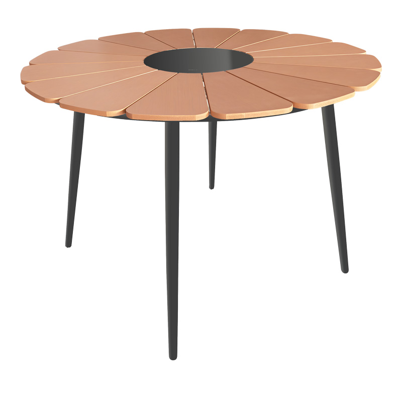 Τραπεζαρία Pinap-Dashiell σετ 5τεμ pakoworld μαύρο αλουμίνιο και plywood σε φυσική απόχρωση Φ110x74εκ - Image 5