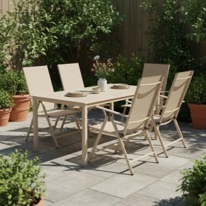 Πολυθρόνα Candor pakoworld σαμπανί μέταλλο με textilene 51.5x63.5x107εκ