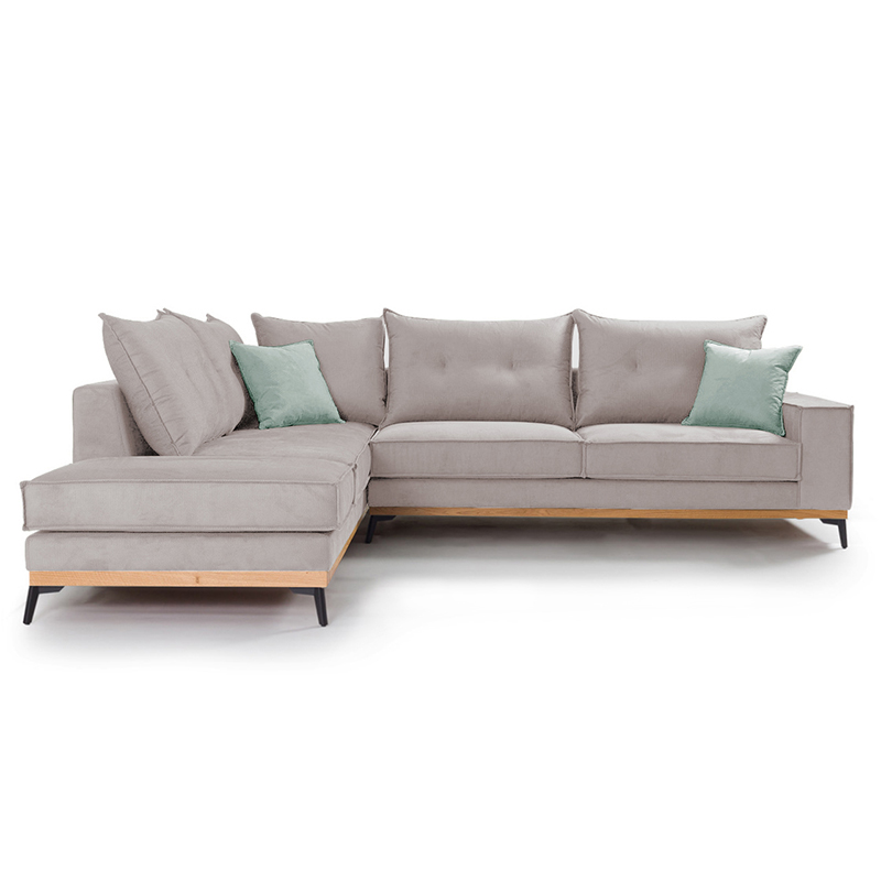 Γωνιακός καναπές δεξιά γωνία Luxury II pakoworld ύφασμα elephant-ciel 290x235x95εκ - Image 2