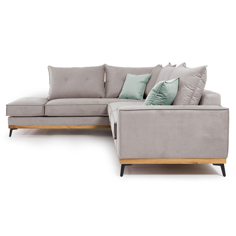 Γωνιακός καναπές δεξιά γωνία Luxury II pakoworld ύφασμα elephant-ciel 290x235x95εκ - Image 3