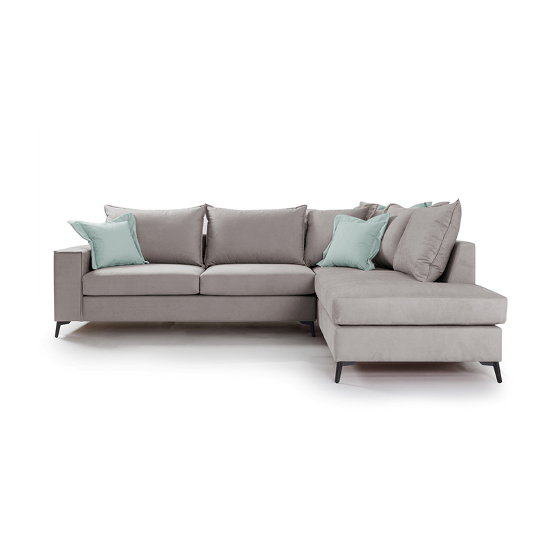 Γωνιακός καναπές αριστερή γωνία Romantic pakoworld ύφασμα elephant-ciel 290x235x95εκ - Image 2