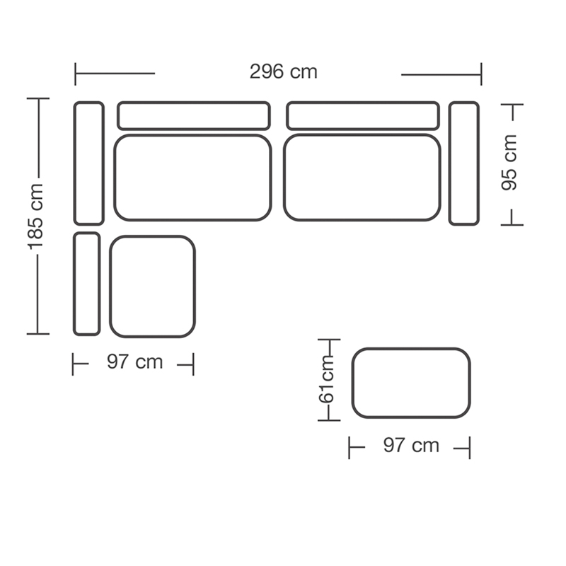 Πολυμορφικός-αναστρέψιμος καναπές London pakoworld ανοιχτό γκρι ύφασμα με μαξιλάρια σε ποντικί απόχρωση 296x246x95εκ - Image 9