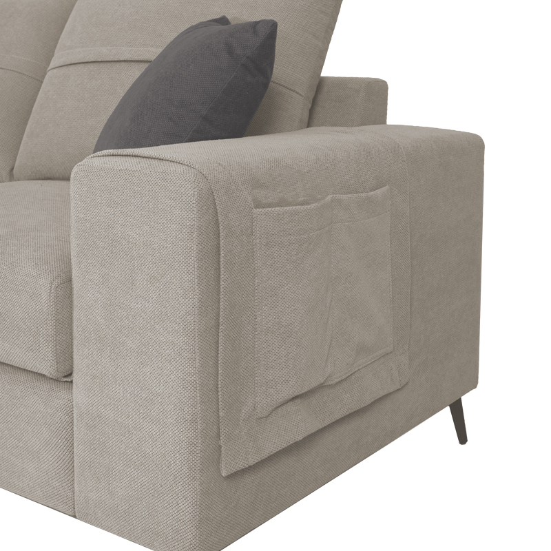 Γωνιακός καναπές δεξιά γωνία Montana pakoworld ανοιχτό γκρι ύφασμα με μαξιλάρια σε ποντικί απόχρωση 275x215x93εκ - Image 2