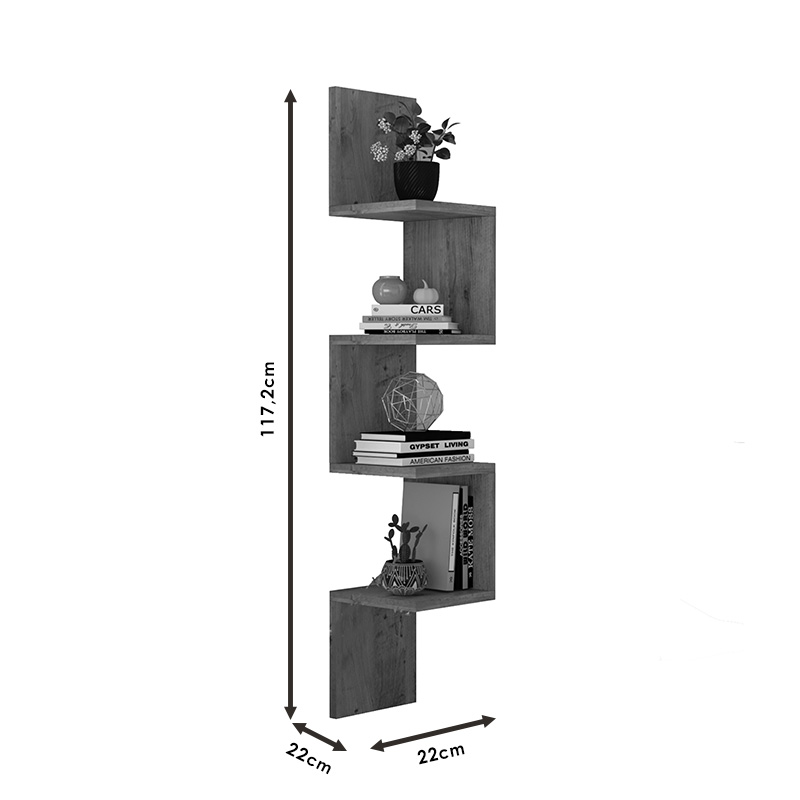 Ραφιέρα τοίχου Belinda pakoworld ανθρακί 22x22x117.2εκ - Image 2
